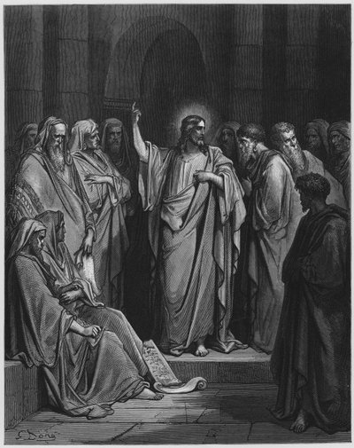 Jesus predigt in der Synagoge von Gustave Dore